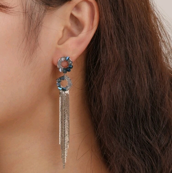 Aqua Tassel Earrings - Picture 2 of 5